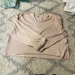 Mi Ami Cute Baby Pink Cuffed Waffle-ish Pullover Sweater